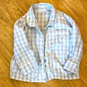 The little white co blue plaid button up